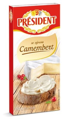 Président Tavený se sýrem Camembert 3x50g