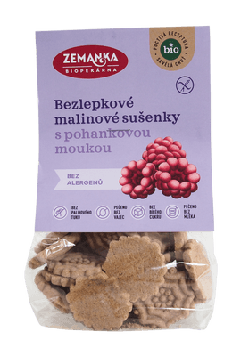Biopekárna Zemanka BZL06 Bezlepkové pohankovo-malinové bio sušenky