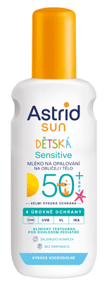 Astrid SUN Dětské mléko na opalování Sensitive sprej SPF 50+