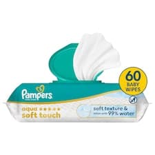 Pampers Aqua Soft Touch Baby Dětské Čisticí Ubrousky, 1 Balení 60 Ubrousků Čisticích Ubrousků