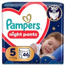 Plenkové Kalhotky Pampers Pants Night Velikost 5, 46 Kusů, 11kg-17kg