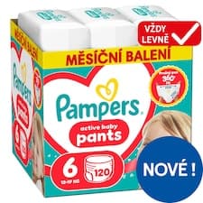 Pampers Active Baby Plenkové Kalhotky, Velikost 6, 120 Kusů, 13kg-19kg