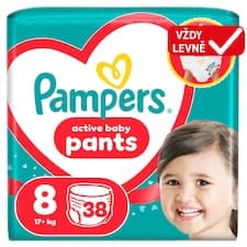 Pampers Active Baby Plenkové Kalhotky, Velikost 8, 38 Kusů, 17kg+