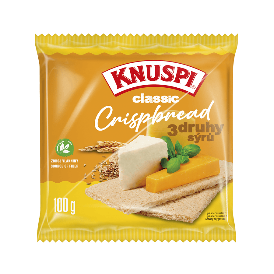 Knuspi Crispbread 3 druhy sýrů křehký plátek