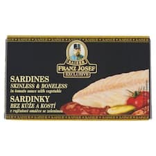 Franz Josef Kaiser Exclusive Sardinky filety bez kůže a kostí v rajčatové omáčce se zeleninou 90g
