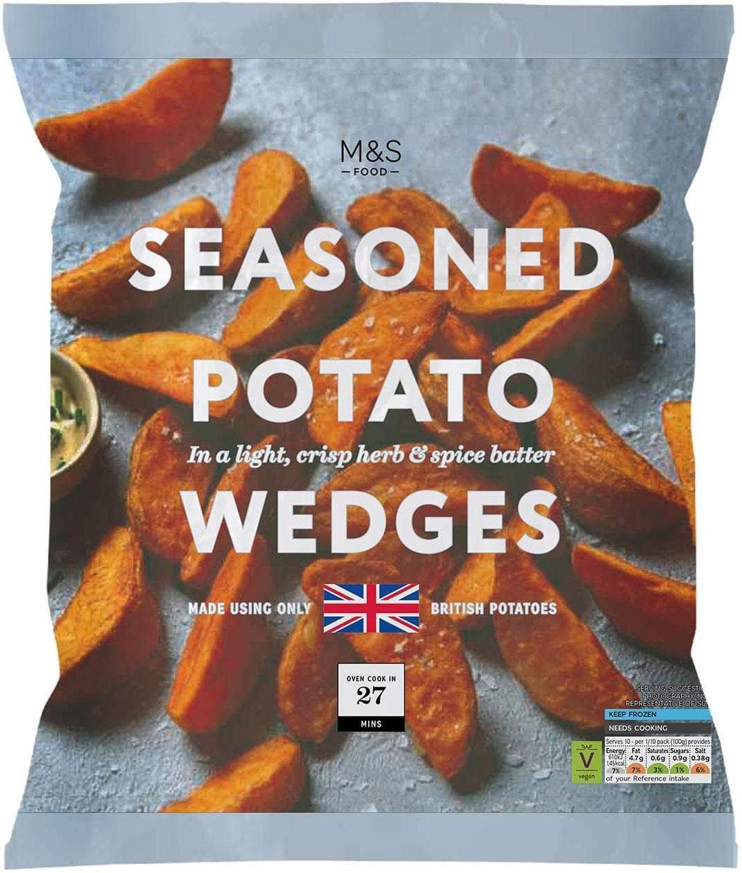 Marks & Spencer Předsmažené bramborové klínky se slupkou ochucené bylinkami a kořením