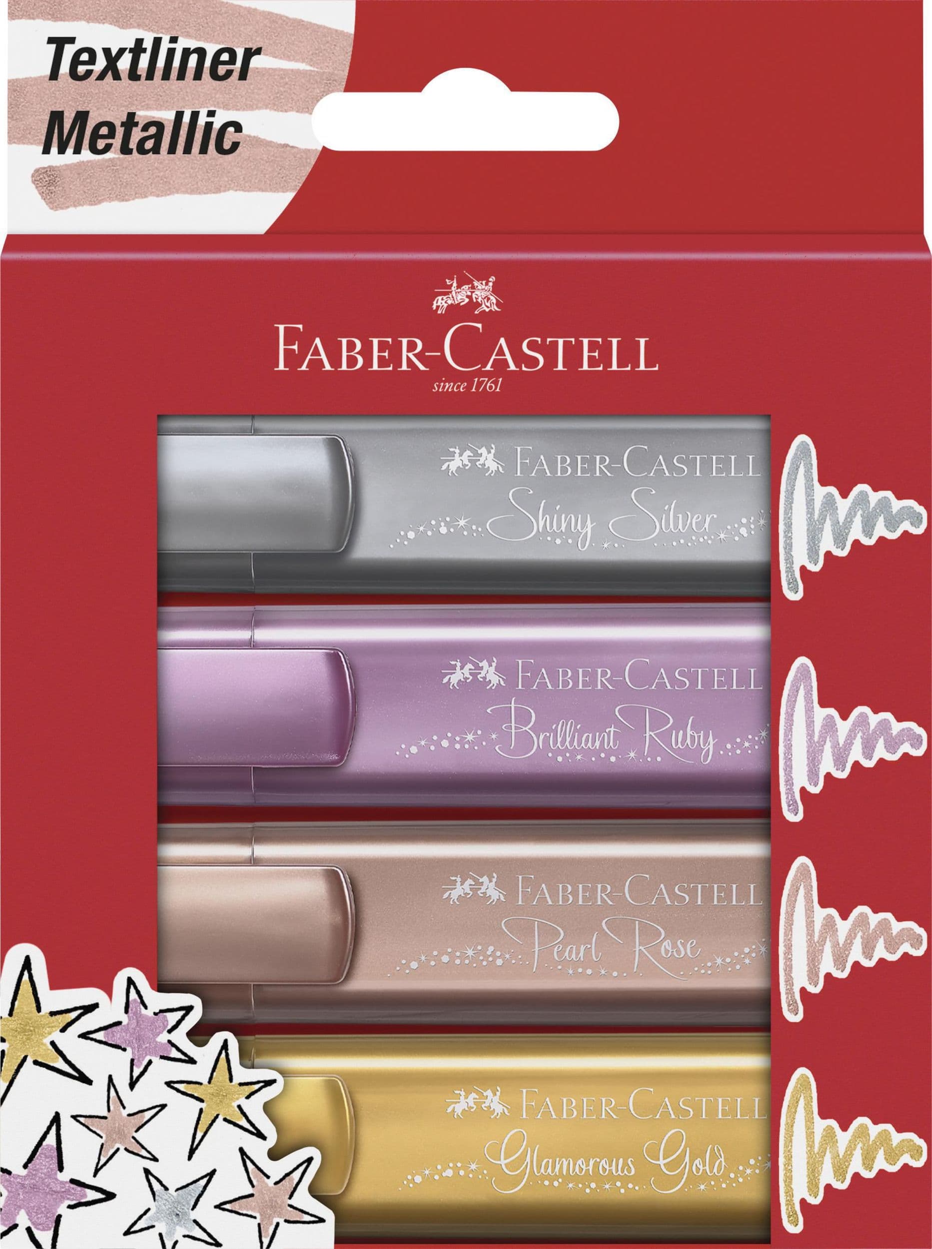 Faber Castell Zvýrazňovače Textliner 46, Metallic, 4 ks