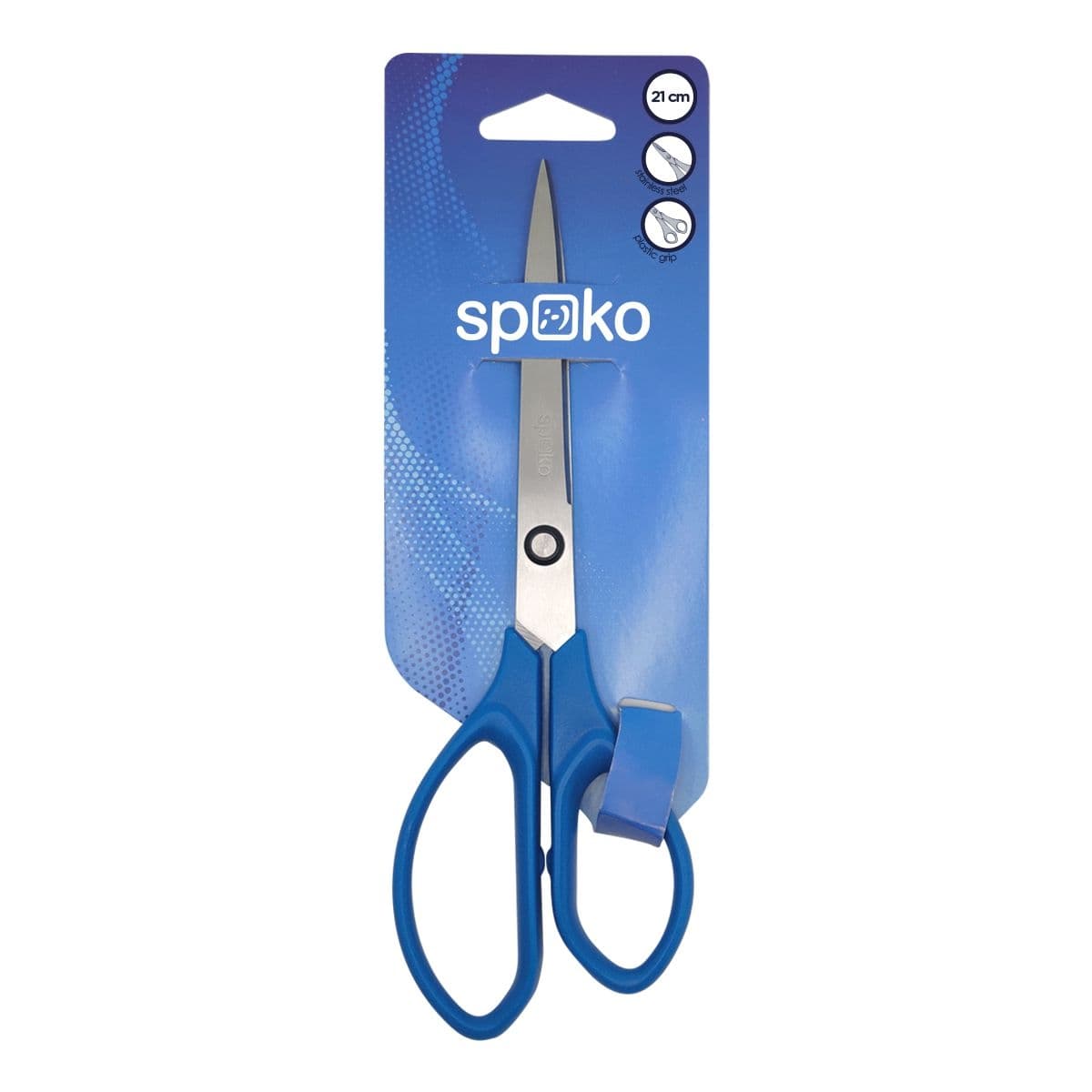Spoko Nůžky Economy 21 cm, asymetrické, modré