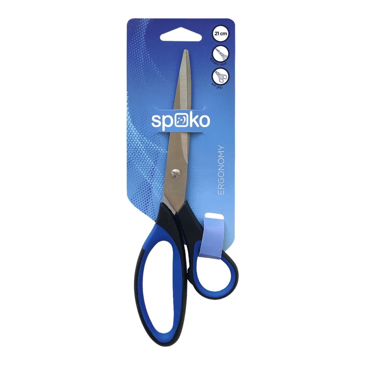 Spoko Nůžky Ergonomy 21 cm, asymetrické, černomodré