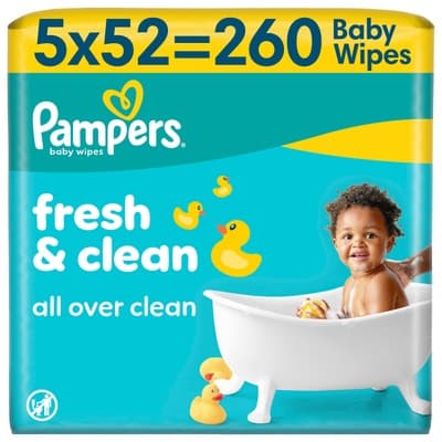 Pampers Ubrousky Fresh Clean Plastic Free (5x 52 ks)