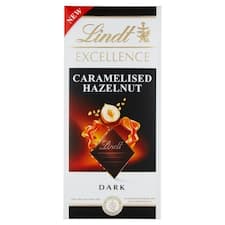 Lindt Excellence Hořká čokoláda s karamelizovanými lískovými ořechy a křupavými kousky karamelu 100g
