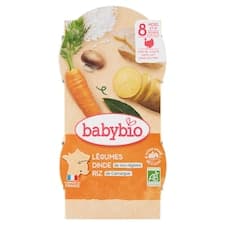Babybio Bio menu zelenina s krůtím masem a rýží 2 x 200g