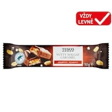 Tyčinka s arašídy, karamelem a nugátem v mléčné čokoládě 50g