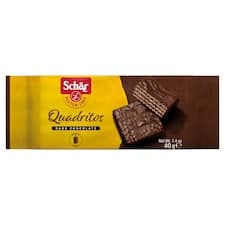 Schär Quadritos oplatky bez lepku máčené v hořké čokoládě s kakaovou náplní 40g