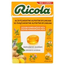 Ricola Se švýcarskými alpskými bylinkami zázvor pomerančová máta 40g