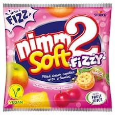 nimm2 Soft Fizzy ovocné žvýkací bonbóny s vitaminy a šumivou náplní 90g