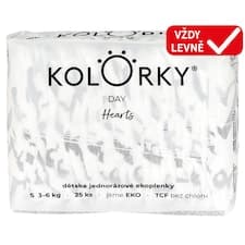Kolorky Day Hearts dětské jednorázové ekoplenky S 3-6 kg 25 ks