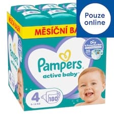 Pampers Active Baby, Velikost 4, 180 Plenky, 9kg-14kg
