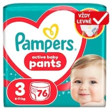 Pampers Active Baby Plenkové Kalhotky, Velikost 3, 76 Kusů, 6kg-11kg