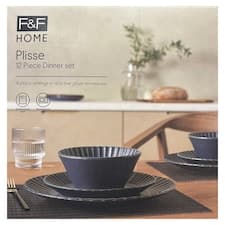 F&F Home Plisse Midnight jídelní souprava 12 ks