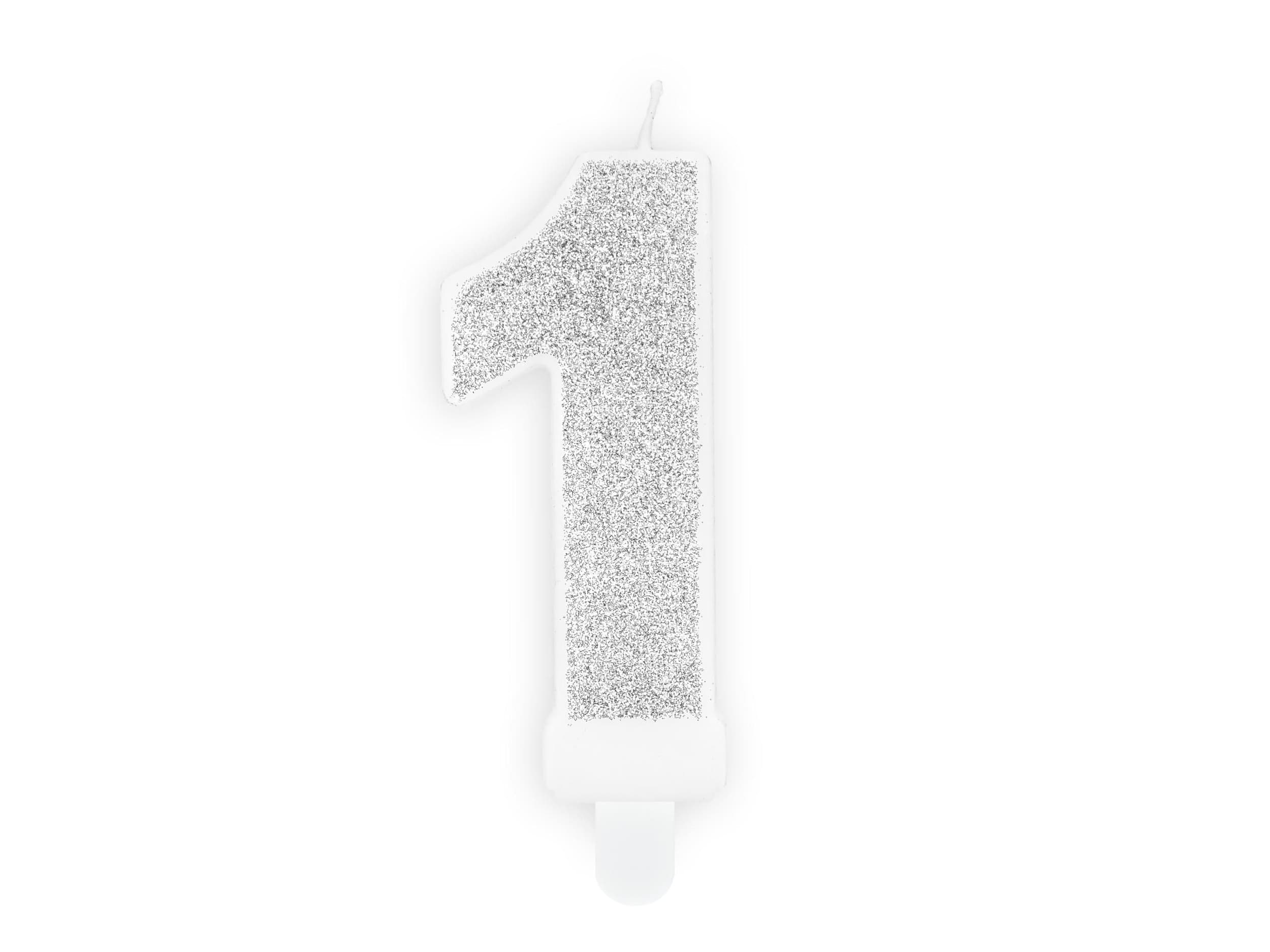Svíčka, 7cm, číslice"1",stříbrná