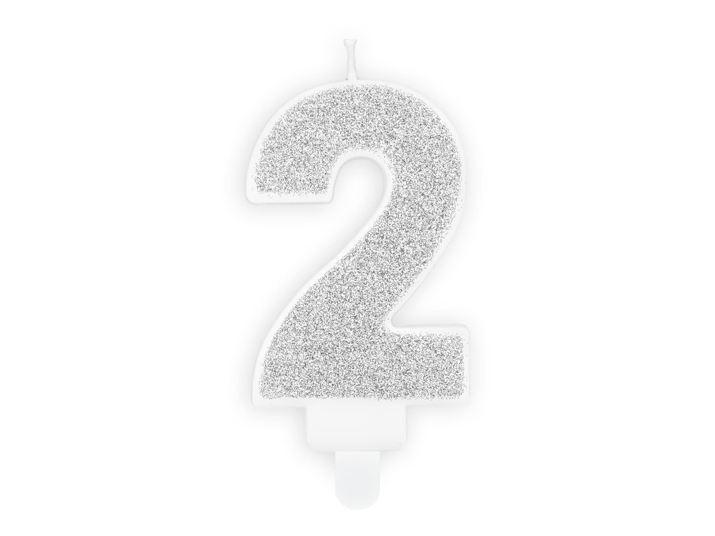 Svíčka, 7cm, číslice"2",stříbrná