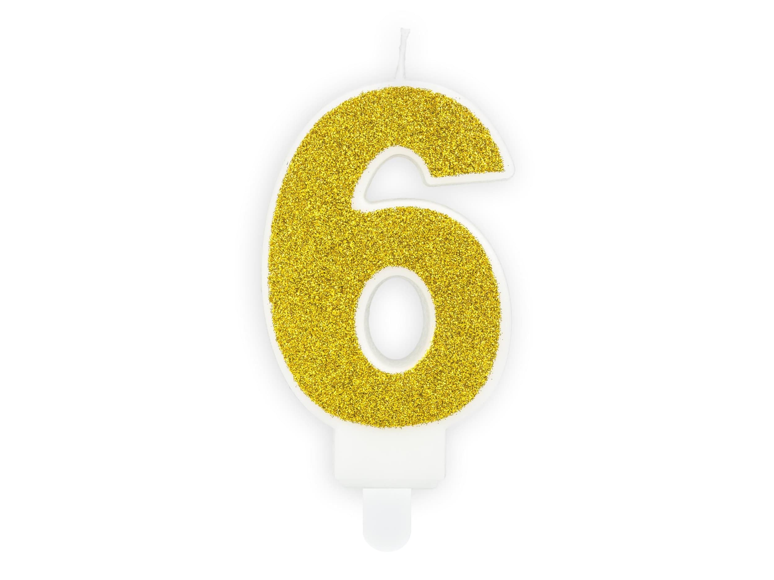 PartyDeco  Svíčka, 7 cm, číslice 6, zlatá
