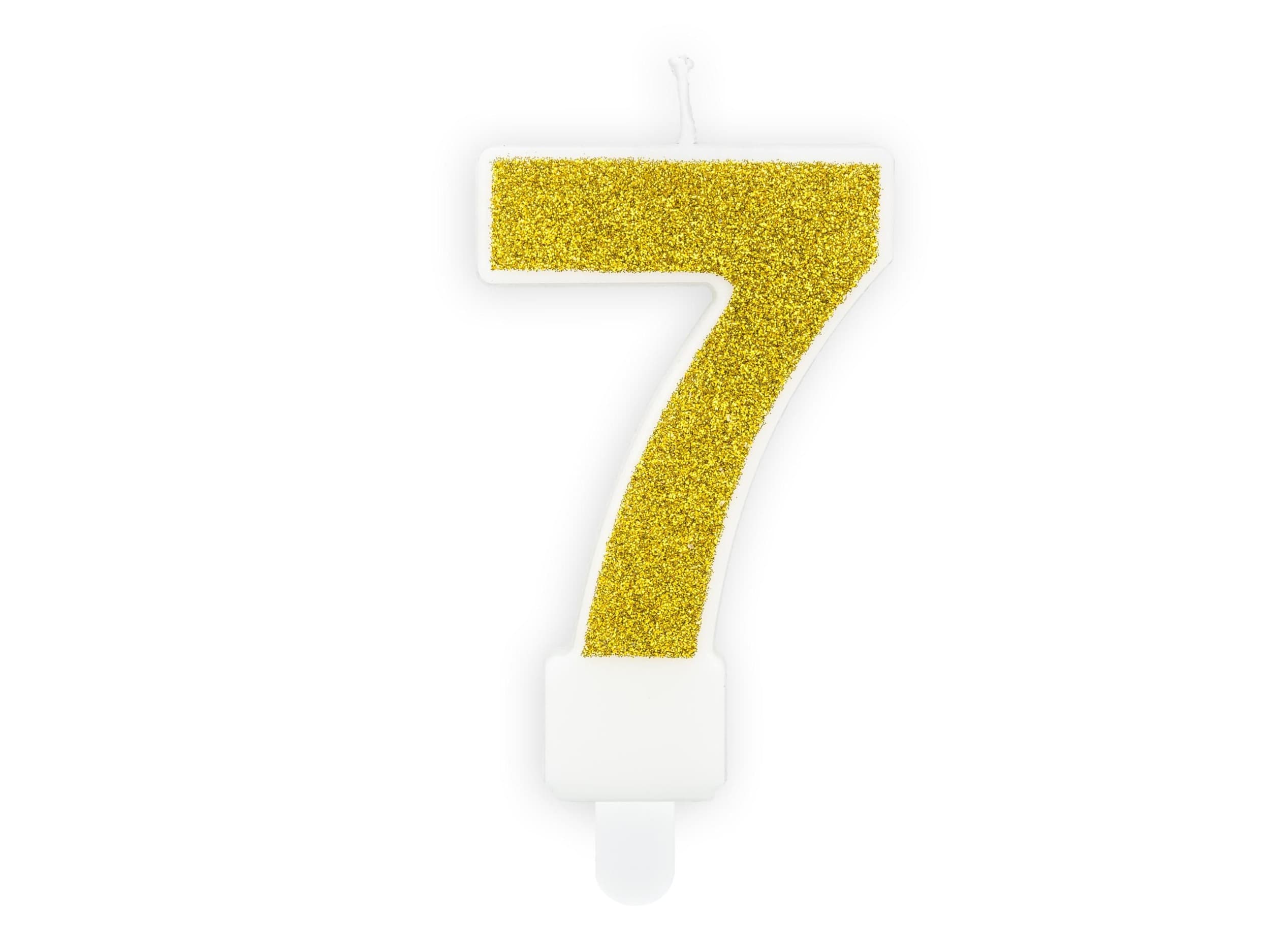 PartyDeco  Svíčka, 7 cm,číslice 7, zlatá