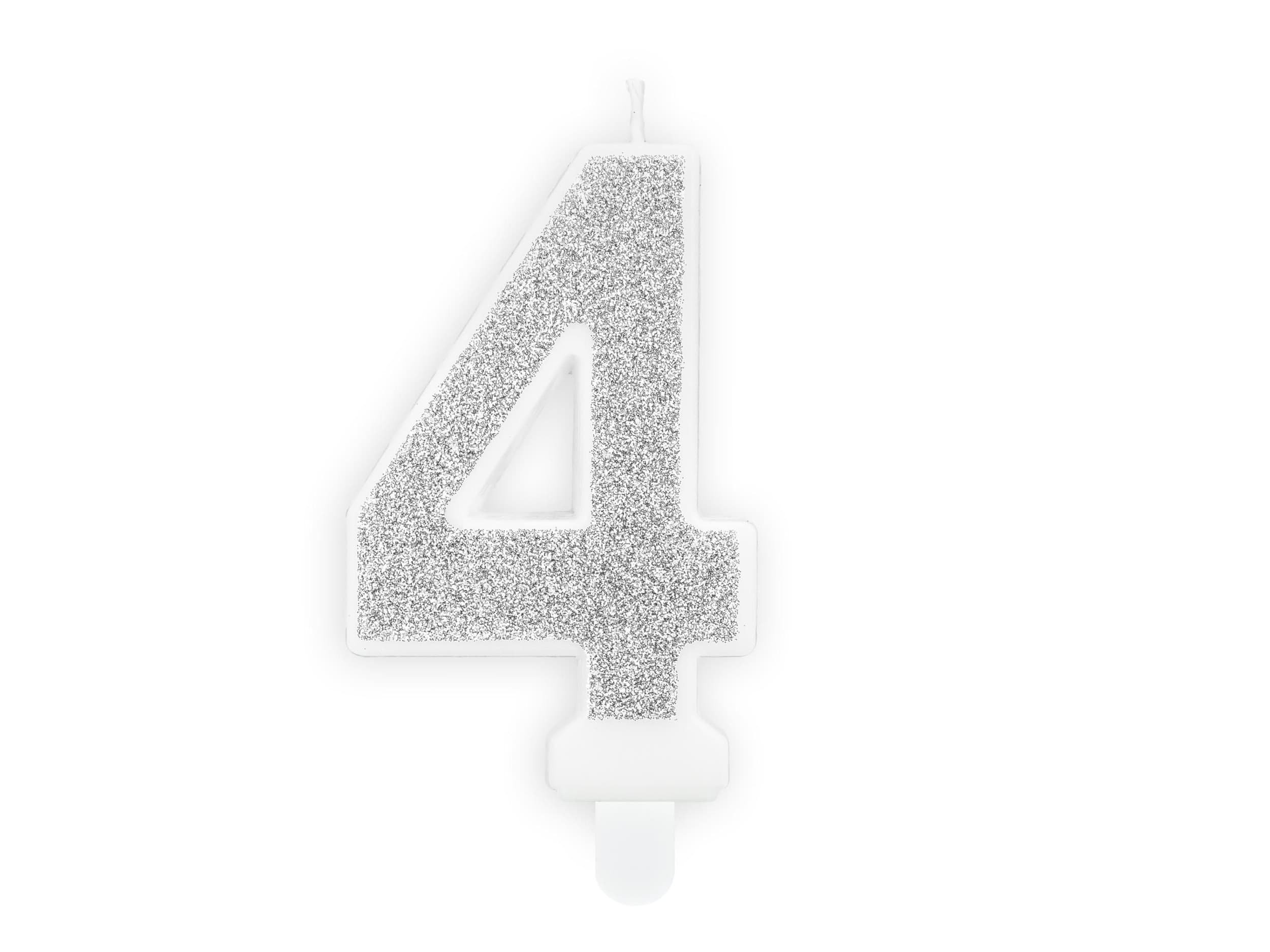 Svíčka, 7cm, číslice"4",stříbrná