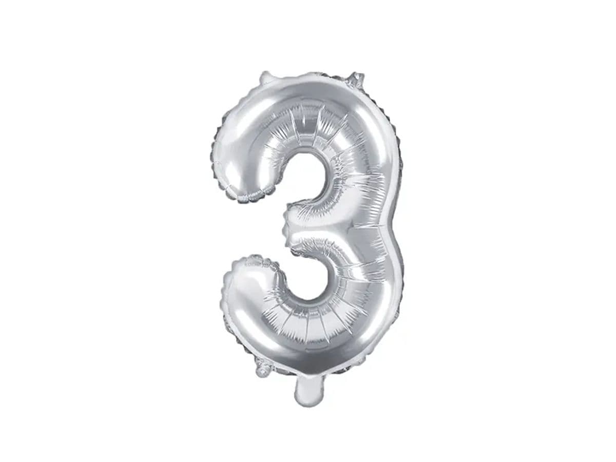 PartyDeco Balónek, 35cm, fóliový, stříbrná,"3"