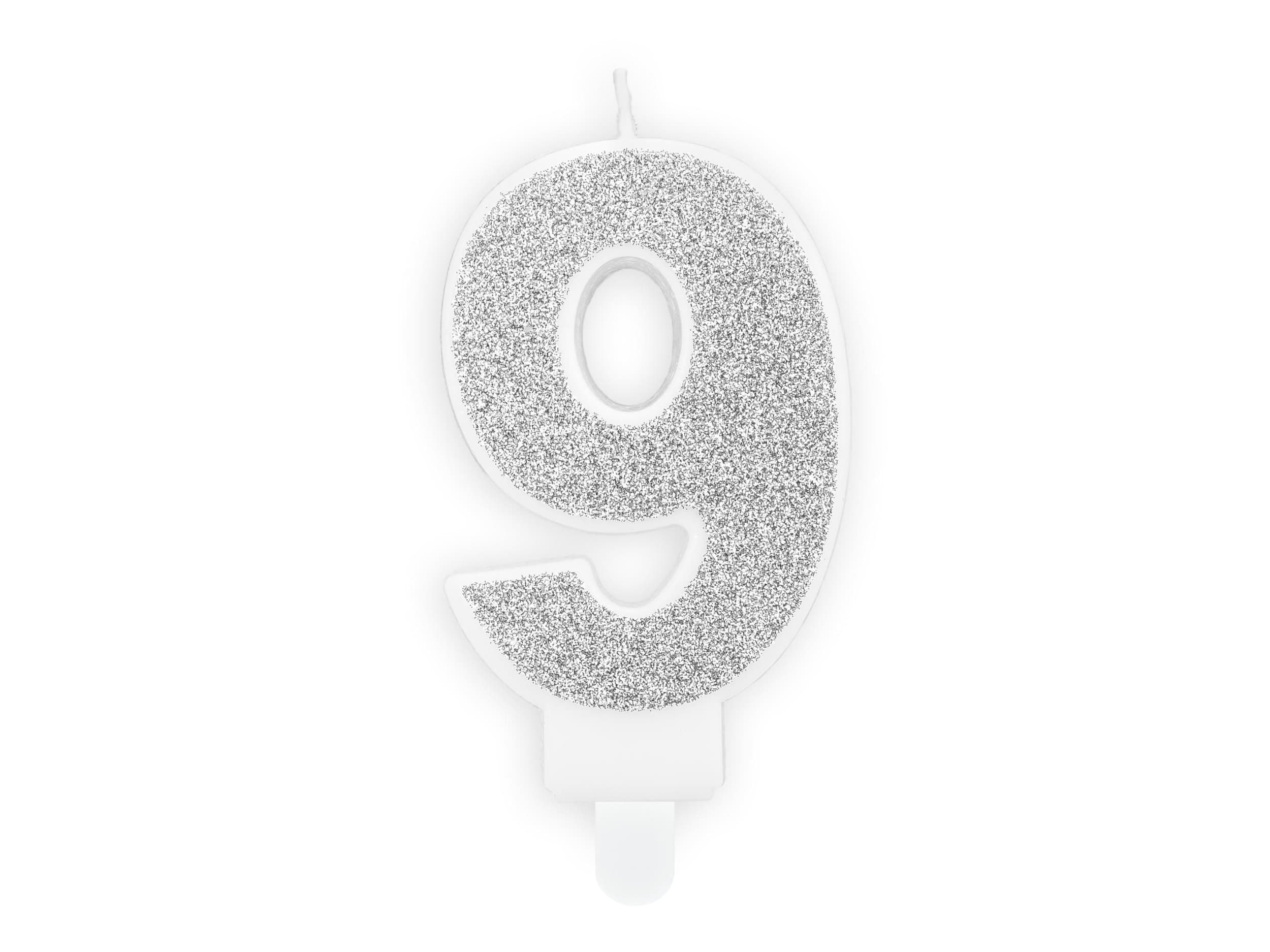 Svíčka, 7cm, číslice"9",stříbrná