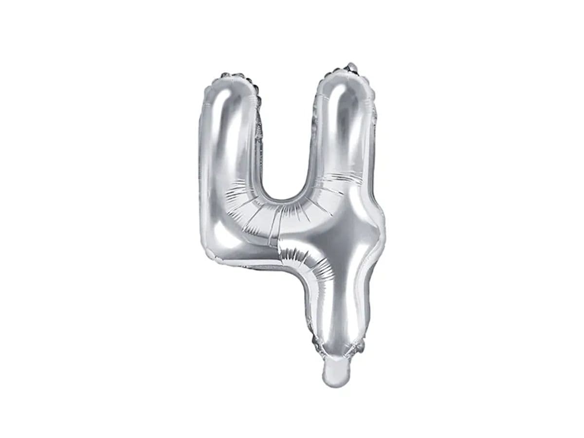 PartyDeco Balónek, 35cm, fóliový, stříbrná,"4"