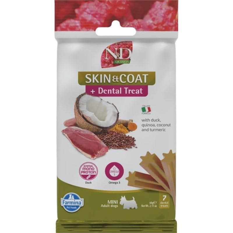 N&D Quinoa Skin & Coat Duck Mini dentální pamlsky pro psy
