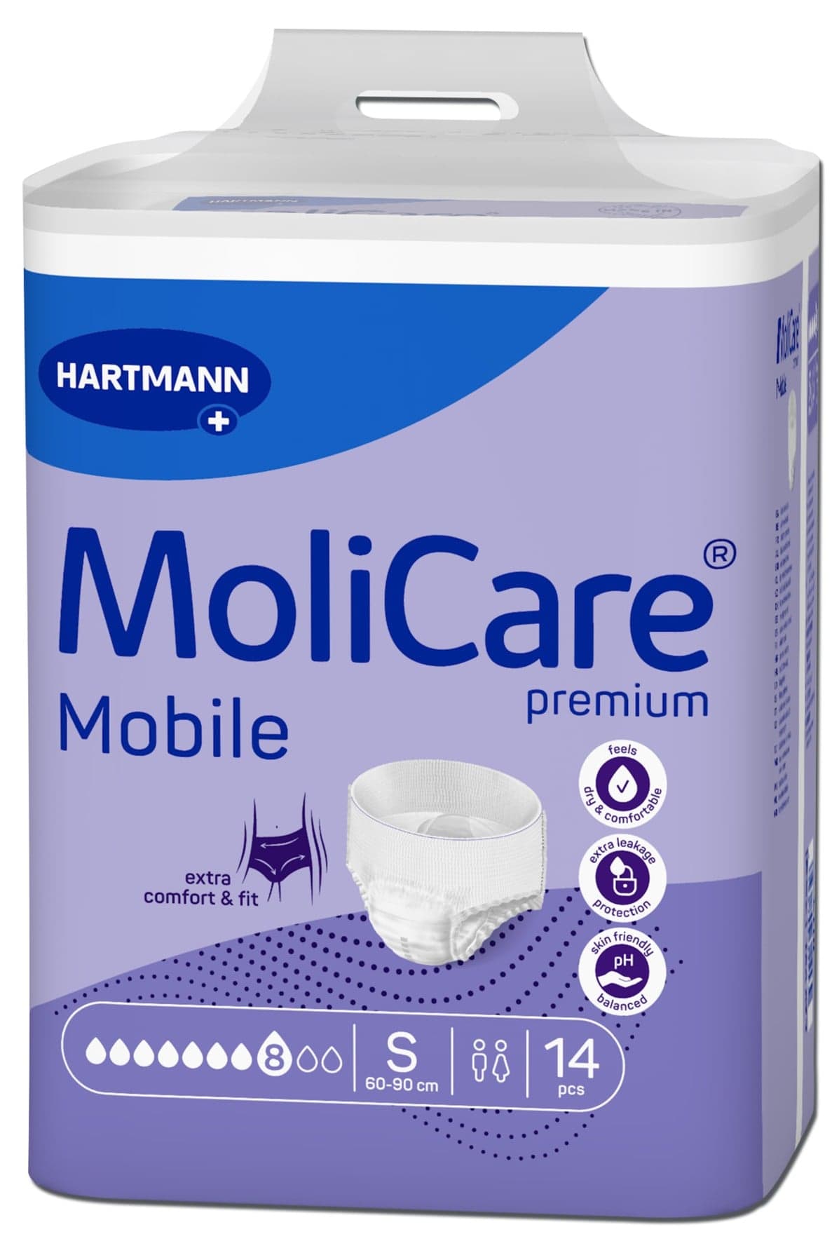 KALHOTKY NAVLÉKACÍ MOLICARE MOBILE 8 KAPEK S BOKY 60-90CM,1740ML,14KS