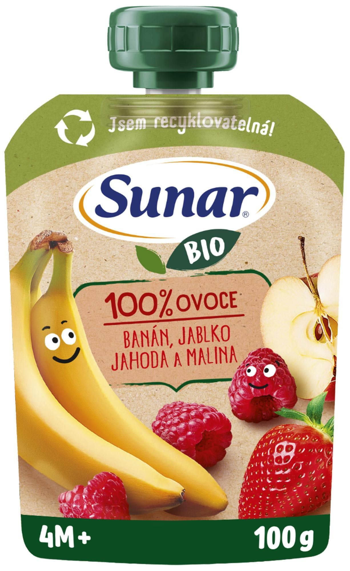 Sunar BIO Ovocná kapsička banán, jablko, jahoda, malina