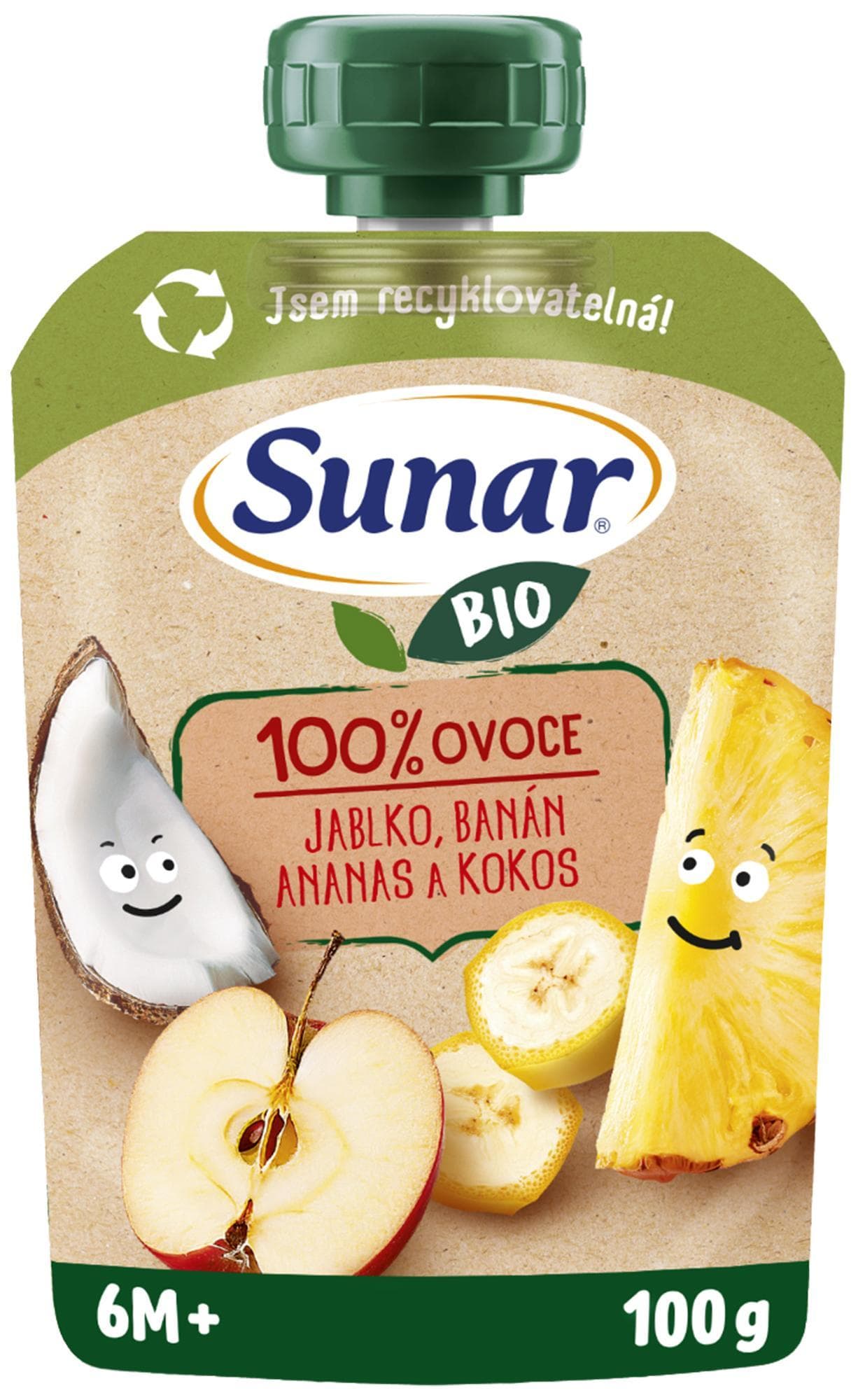 Sunar BIO Ovocná kapsička jablko, banán, ananas, kokos