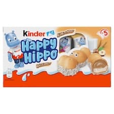 Kinder Happy Hippo Hazelnut oplatka s mléčnou a lískoořechovou náplní 5 ks 103,5g