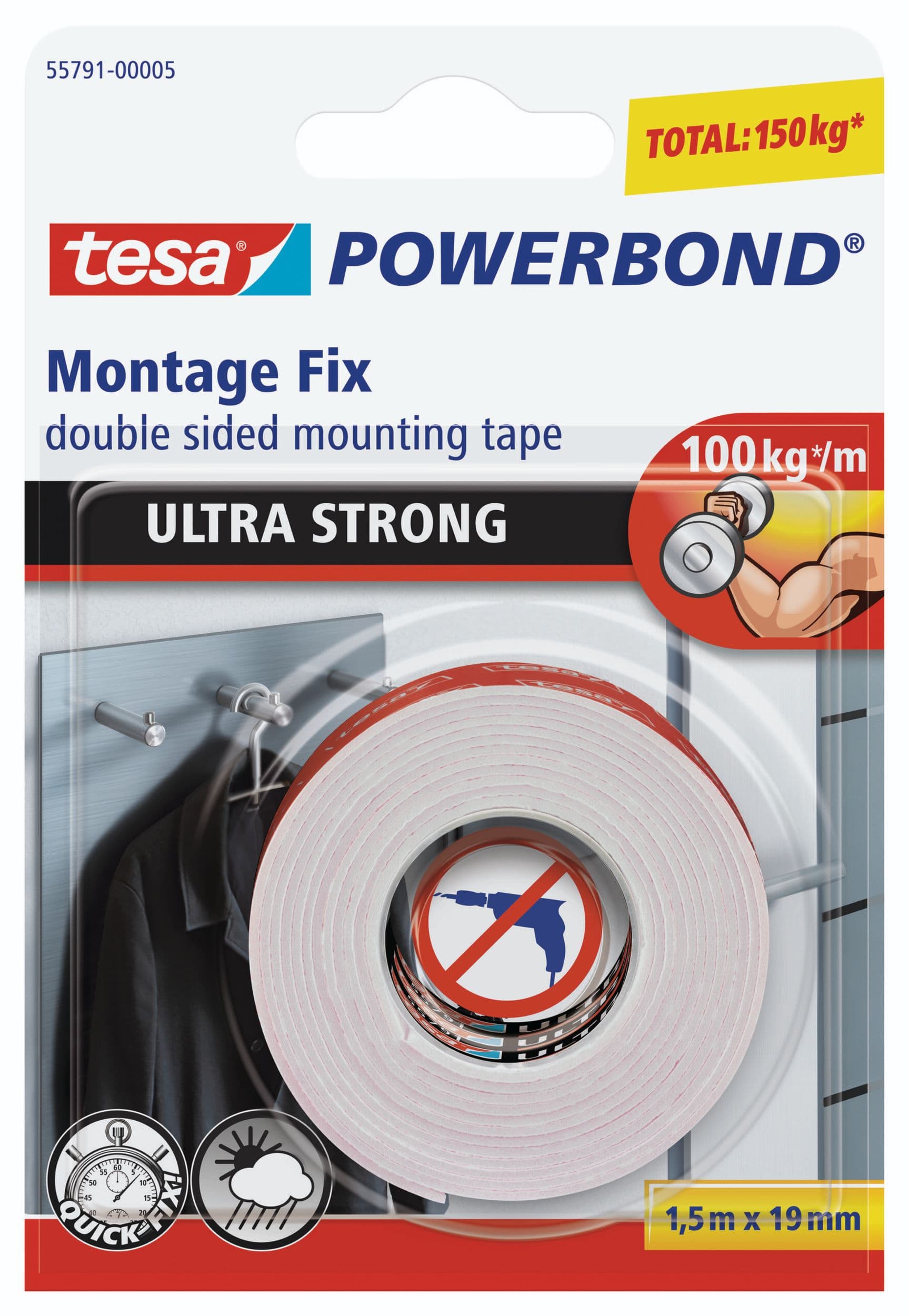 Tesa® Powerbond® Ultra Strong, oboustranná montážní páska, bílá, 1,5m x 19mm