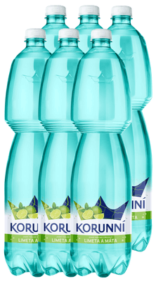Korunní Limeta a Máta jemně perlivá 6x1,5l