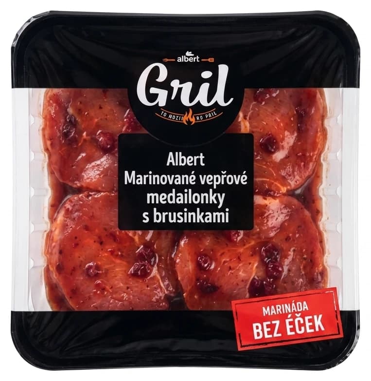 Albert Marinované vepřové medailonky s brusinkami