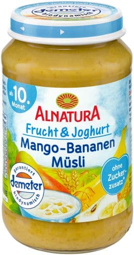 Alnatura BIO Příkrm s ovocem a jogurtem mango, banán, müsli