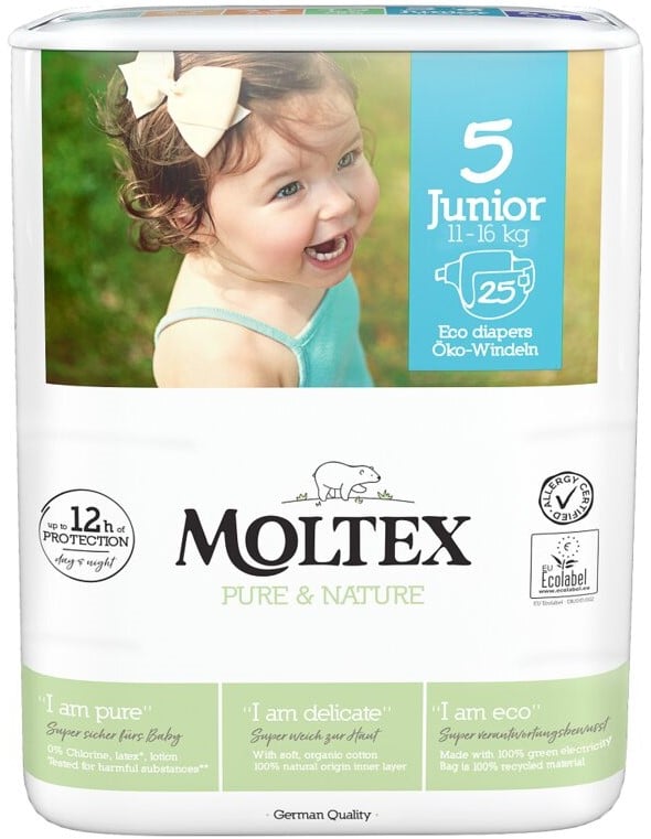 Moltex Pure & Nature EKO Jednorázové dětské plenky junior 11–16 kg (velikost 5–6)