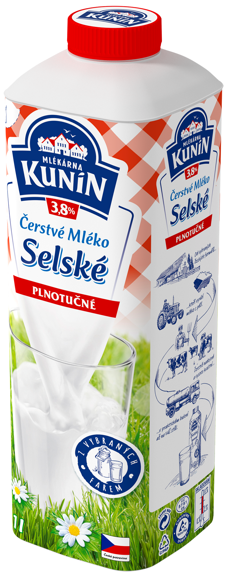 Mlékárna Kunín Selské mléko plnotučné čerstvé 3,8%