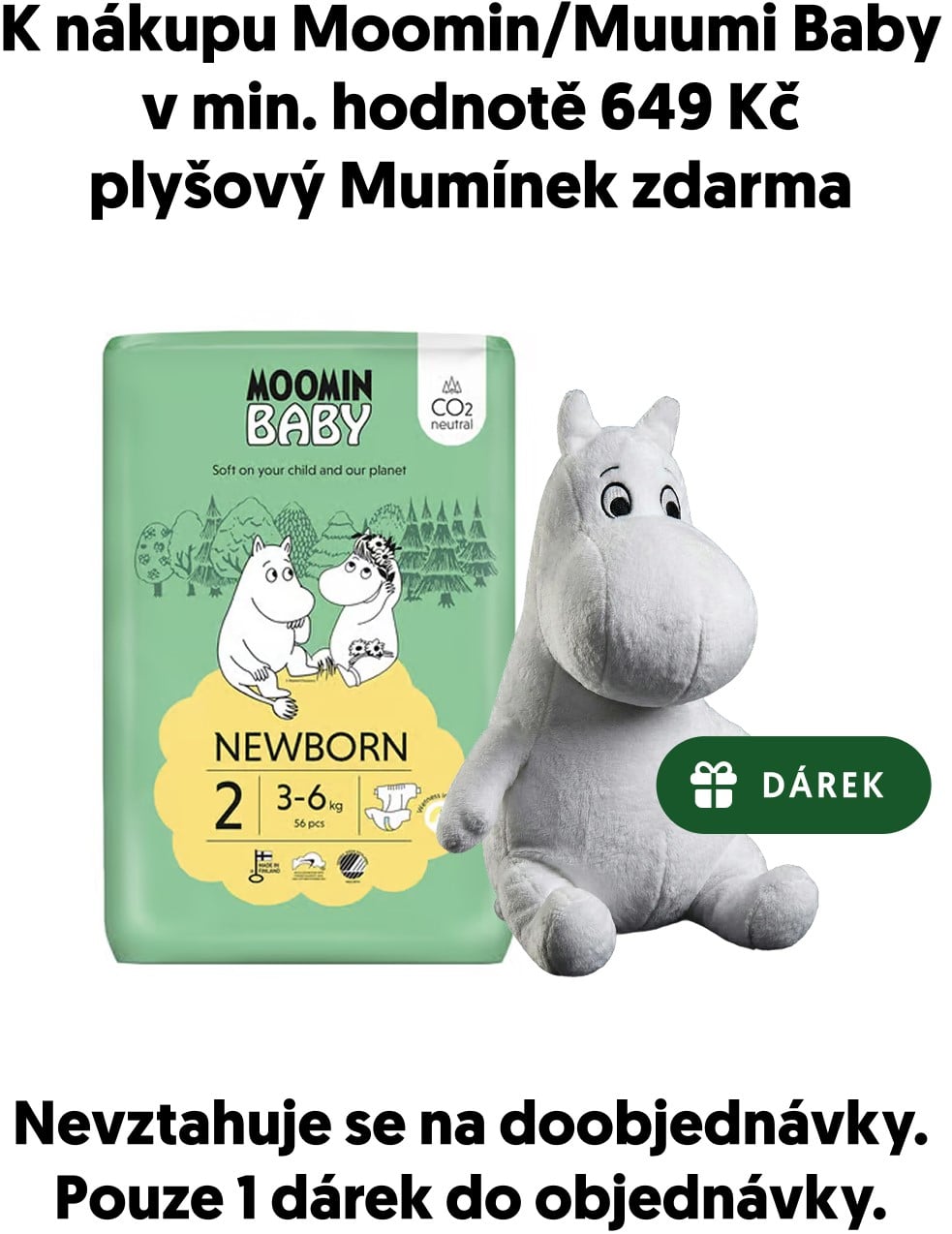 Moomin Baby EKO Jednorázové plenky newborn 2 (3–6 kg)