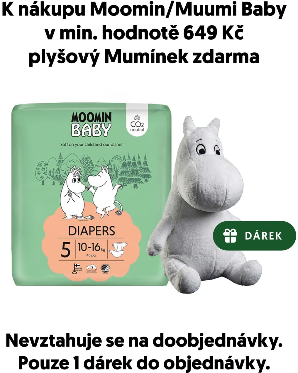 Moomin Baby EKO Jednorázové plenky maxi+ 5 (10–16 kg)