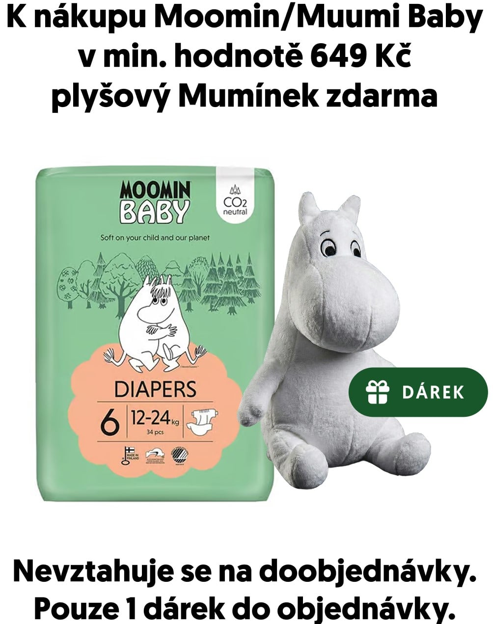 Moomin Baby EKO Jednorázové plenky junior 6 (12–24 kg)