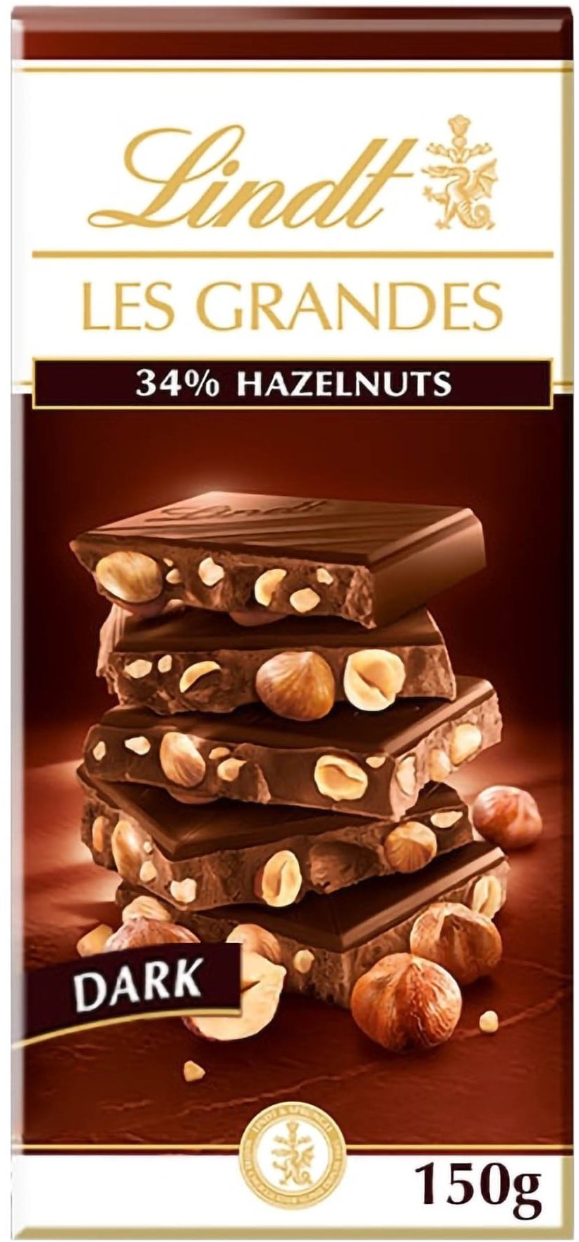 Lindt Čokoláda Les Grandes Hořká s celými lískovými jádry