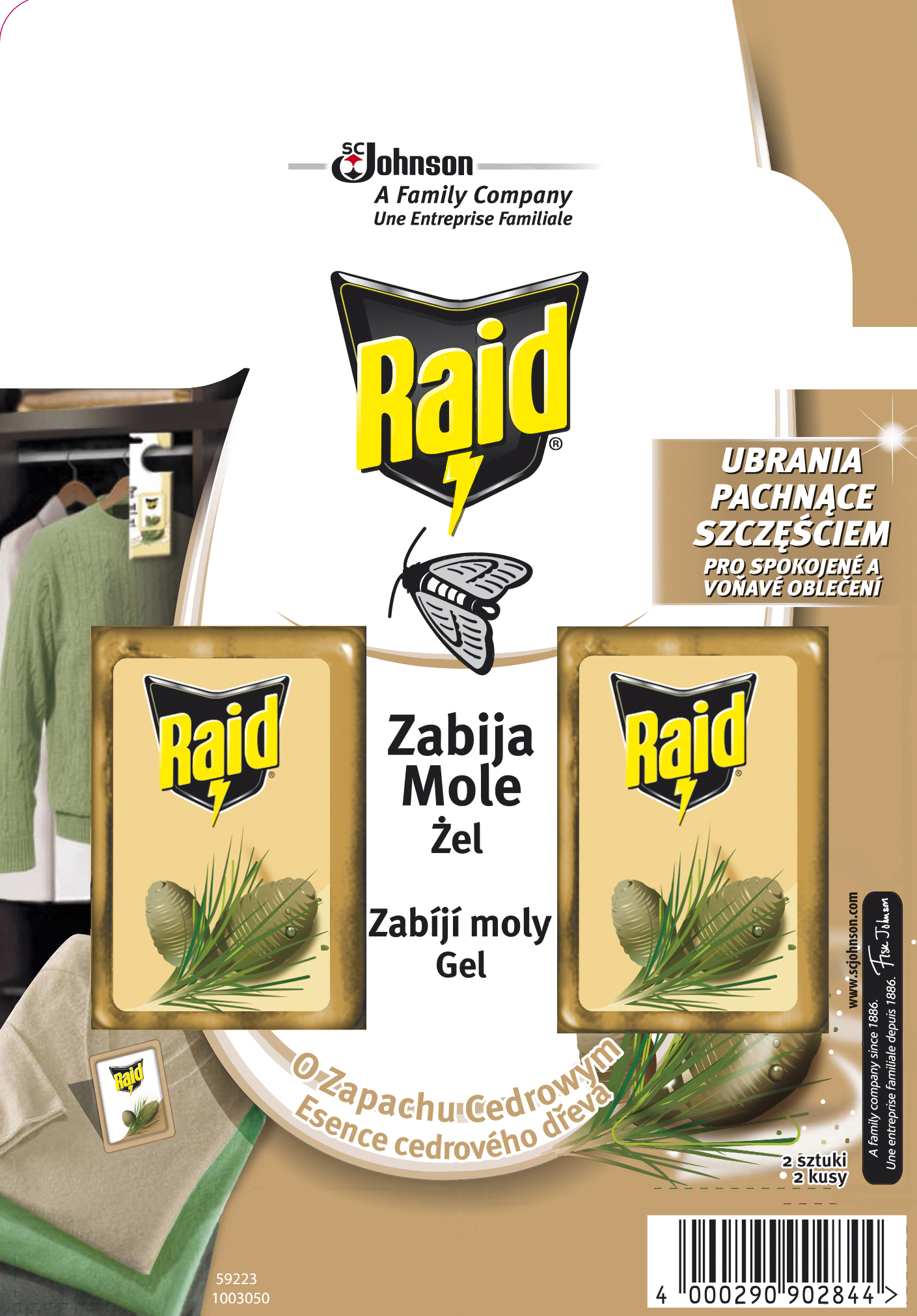 Raid proti šatním molům gel cedr
