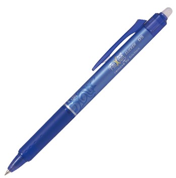 Pilot FriXion Clicker 05, modrý gelový gumovací roller, šířka stopy 0,25 mm, šířka hrotu 0,5 mm