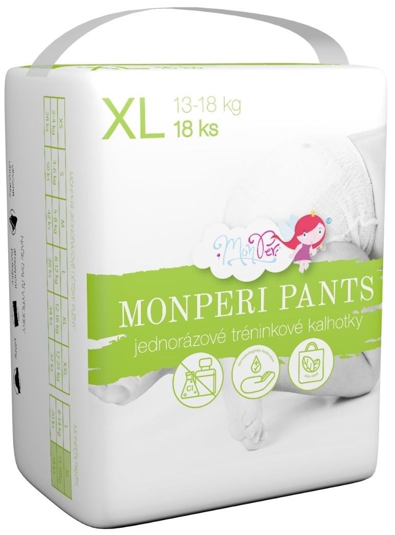 MonPeri EKO Jednorázové plenkové kalhotky XL (13–18 kg)